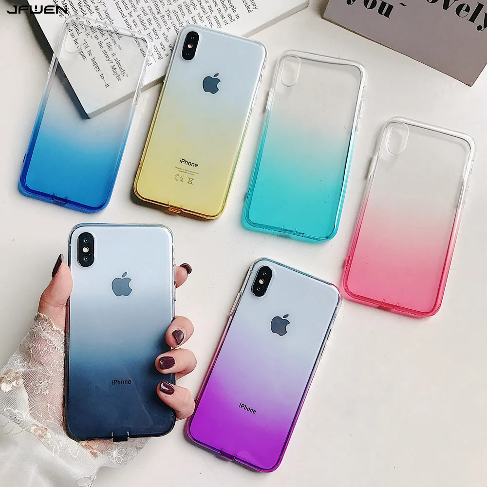 

Colorful Gradient Phone Case For iphone XR X XS MAX 8 7 6 6S Plus Case Transparent Silicone Soft TPU Back Cover For iphone X 7 8