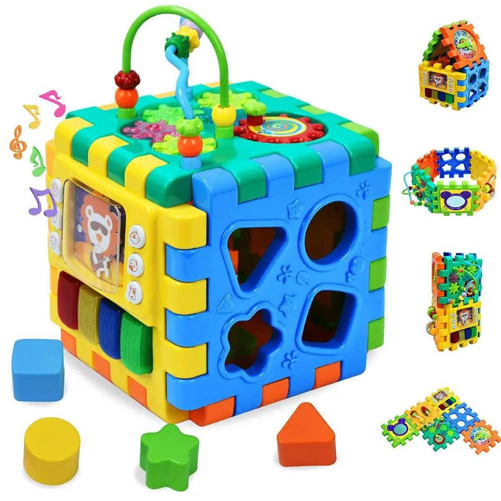 

6 in 1 Multipurpose Building Block Toy Kids Color Sorter Beads Maze Time Learning Clock Skill Improvement Educational Game Toy