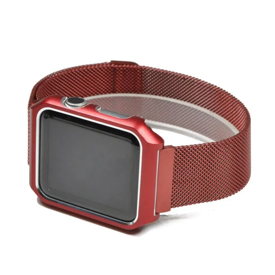Milanese Watchband+Frame For Apple Watch Bracelet iwatch Series 1 2 3 38mm 42mm Alloy Frame Strap Watches Metal Band