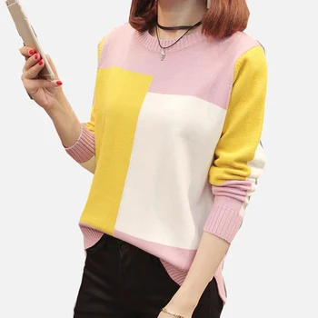 

Women Sweater O-Neck Knitted Jumper Long Sleeve Loose Casual Warm Femme Sweater Shirts 2019 Autumn Fashion Clothing For Ladies