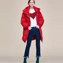 Новое Женское пальто большого размера толстый пуховик длинный черный красный горячая распродажа