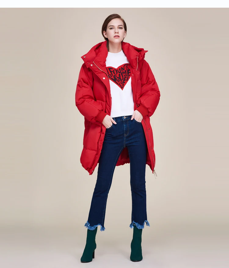 

New women's coat large size thick down jacket Long black red 2019 hot sale
