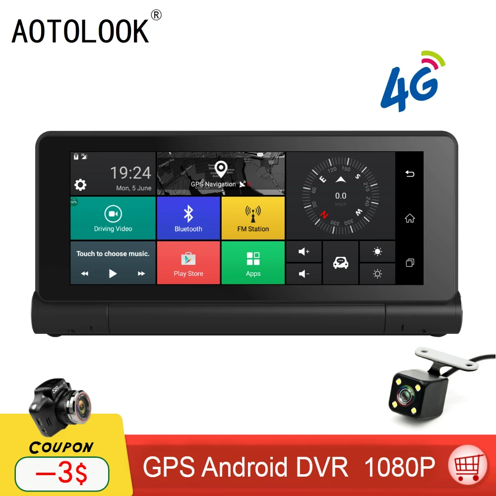 AOTOLOOK T802 7 дюймов ips Android автомобильный gps DVR HD 1080 P видео Парковка Мониторинг с