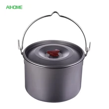 5L Кемпинг горшки для приготовления пищи с крышкой открытый кухонная посуда для пикника подвесной горшок алюминиевая сковорода из сплава для печи