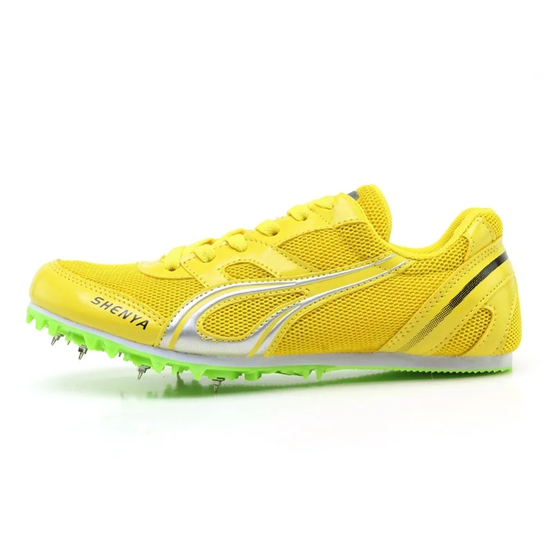 Сверхлегкий Race Sprint тире трек поле шипы кроссовки мужские спортивные кроссовки Для женщин беговая Обувь Zapatilla - Цвет: Цвет: желтый