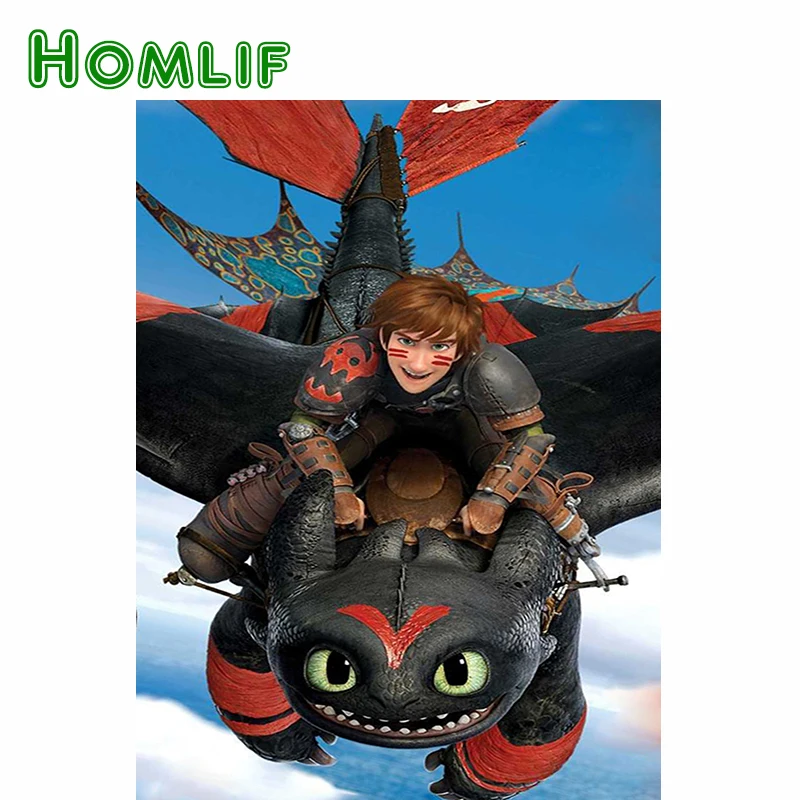 HOMLIF 5D Diamond Painting How to Train Your Dragon DIY full round