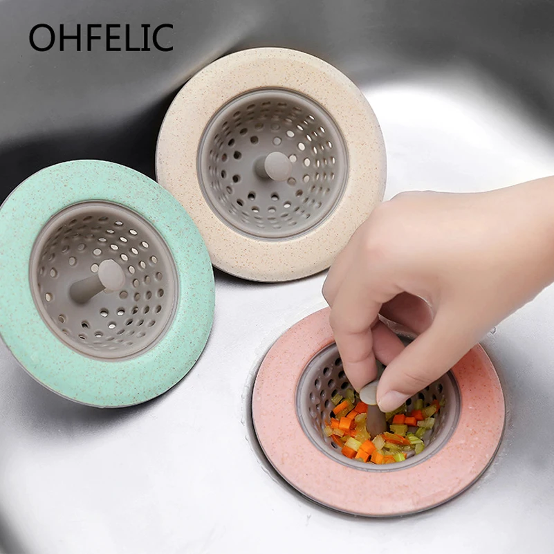 

Kitchen Tool Silicone Wheat Straw Sink Strainer Bathroom Shower Drain Sink Drains Cover sink colander Sewer Hair Filter strainer