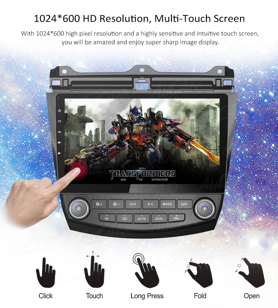 Discount AuCar 10.1" Car DVD Player for Honda Accord 7 2003-2007 Android radio gps navigation HD 1024*600 Bluetooth Radio WIFI Stereo IPS 8
