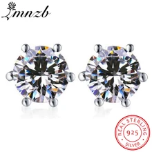 LMNZB Роскошный 925 серебро 1ct 6 мм CZ Циркон гвоздики комплет ювелирного украшения moonrocy аксессуары для женщин подарок LEY6