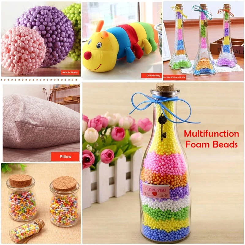 TOFOCO 1 Pack DIY Snow Mud Particles Accessories Slime Balls Small Tiny Foam Beads For Floam Filler For DIY Supplies 2-4mm