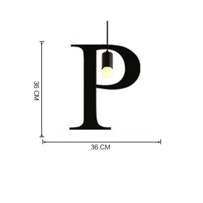Винтажный простой буквенный подвесной светильник с новыми буквами для дома светильник ing Ретро лампа креативный светильник ing украшение спальни Лофт светильник - Цвет корпуса: P