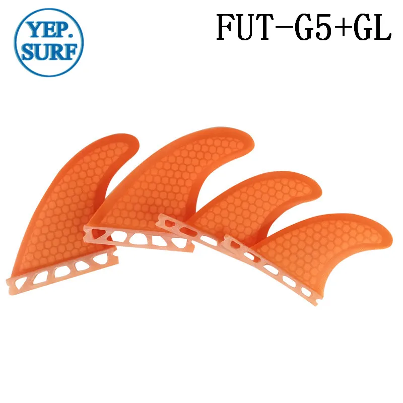 Future G5 + GL оранжевая/синяя доска для серфинга fin quad Набор стекловолокна honeycomb