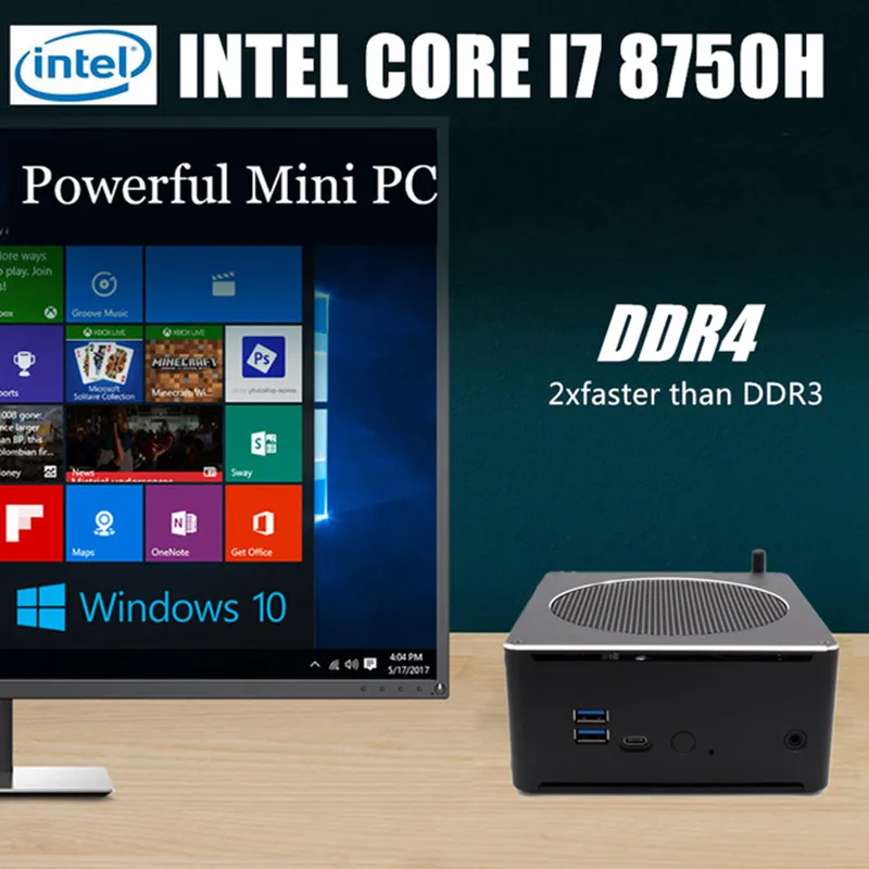 Мини ПК Eglobal Coffee Lake 8 го поколения Intel Core i7 8750H 6 ядер 12 потоков 32 Гб DDR4 2 * M.2 SSD UHD Graphics