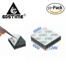 Gdstime 10 шт. 4 см 40x40x11 мм Черный Экструдированный алюминиевый радиатор высококачественные IC чип радиатор 40 мм x 11 мм