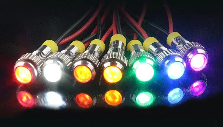Waterproof Metal Indicator Lamp Small Power Working Indicator Light with Wire