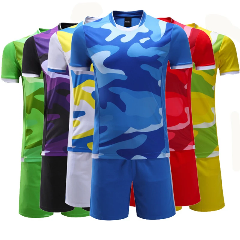 2018 New Mens Camouflage Soccer Jersey Set survetement Football Kit Men Club Custom Futbol