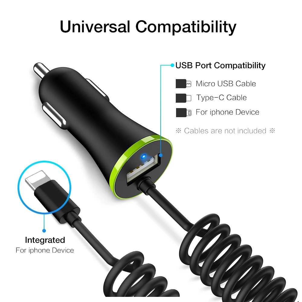 RAXFLY شاحن سيارة USB صغير للهاتف المحمول سامسونج S10 s9 plus ل فون XS ماكس Xiaomi نوع C المصغّر usb الإضاءة شاحن سيارة