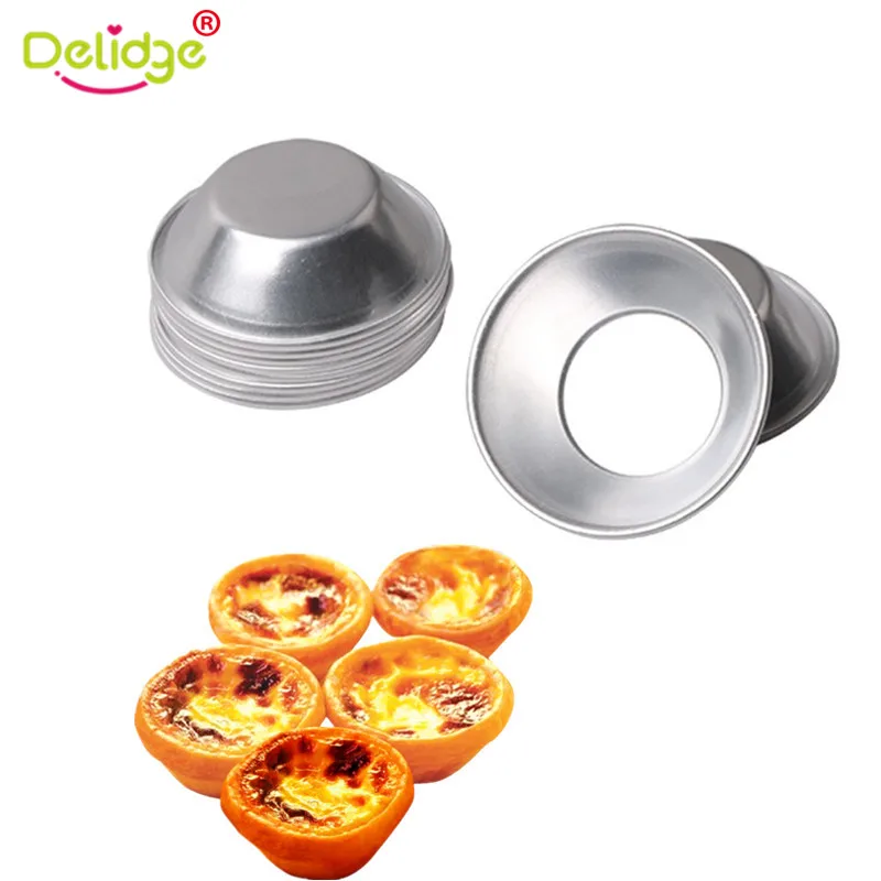 Delidge 10pcs/set Aluminum Egg Tart Mould Cupcake Fruit Cake Tart Mold