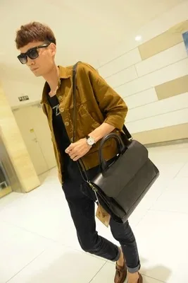 Корейская искусственная кожа мужская деловая рабочая сумка ретро джентльмен сумка-портфель 14 дюймов Компьютерная сумка Винтаж