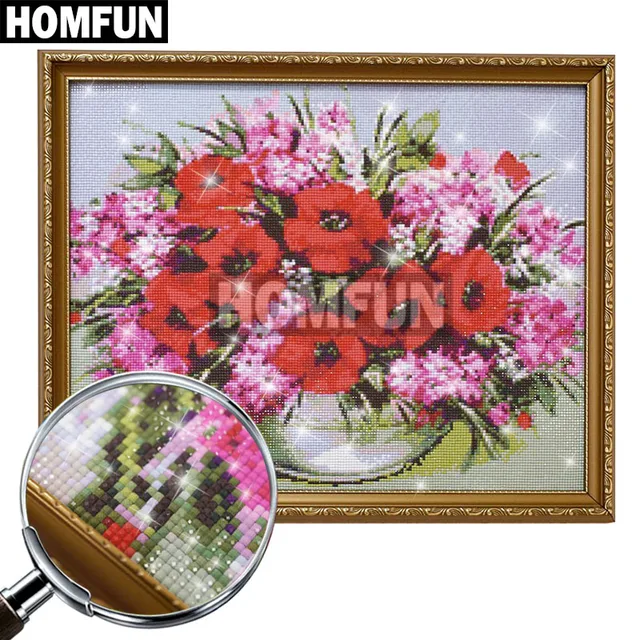 Homfun cadre carr et rond pour peinture en diamant 5D bricolage chat et papillon broderie point