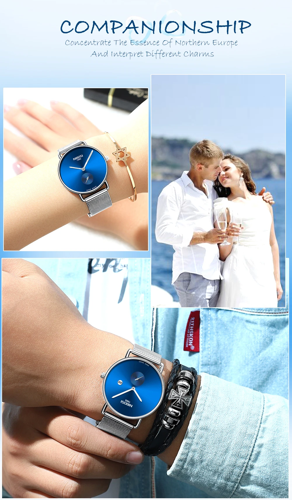 Relogio Masculino NIBOSI для влюбленных Кварцевые часы для женщин и мужчин Relogio Feminino парные сетчатые часы лучший бренд роскошный подарок женские часы