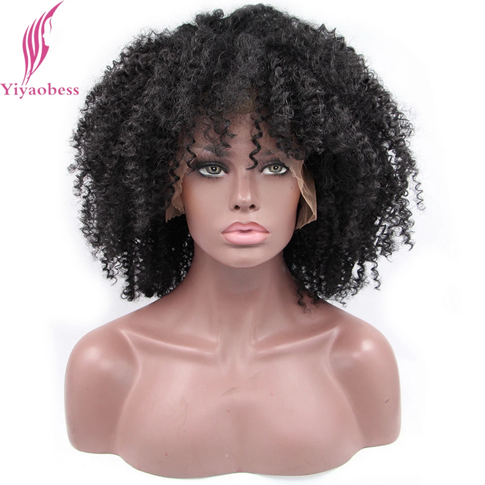 Yiyaobess 1 Short Kinky Curly Lace Front Wig For Black Women Heat