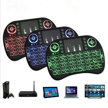 

Mini Wireless Keyboard 3 color backlit i8+ lithium battery backlight Air Mouse Remote Control Touchpad Handheld TV BOX Laptop