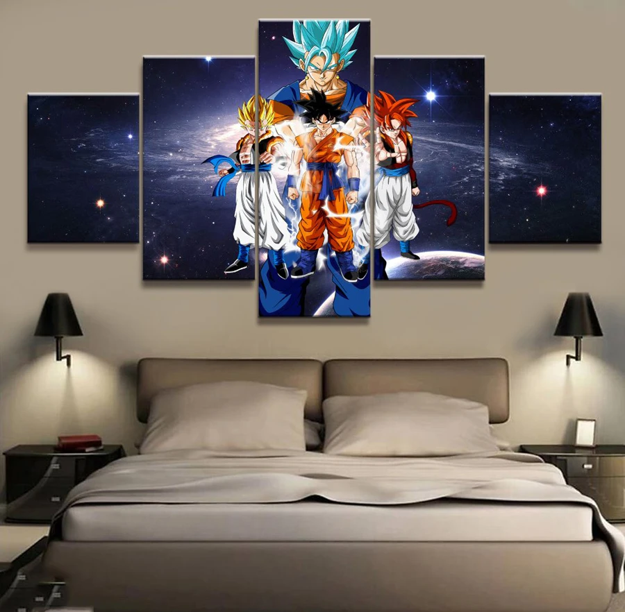 

5 Panel Dragon Ball Vegetto/Gogeta/Goku Canvas Printed Painting For Living Room Wall Art Home Decor HD Picture Artworks Poster
