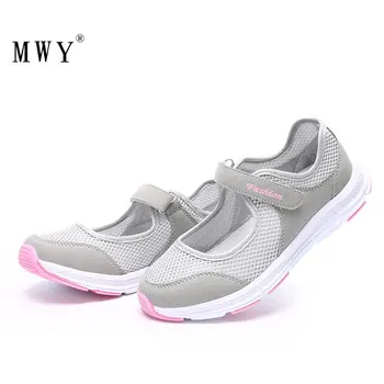 

MWY Women Walking Shoes Zapatillas Deporte Mujer Outdoor Sport Shoes Women Athletic Breathable Mesh Sneakers Women Hook Loop