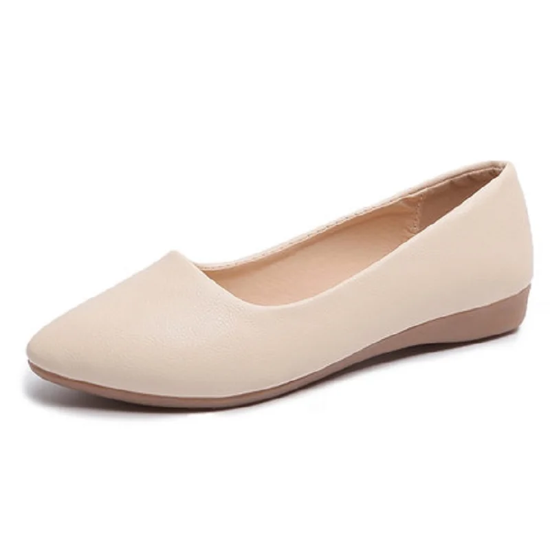 2019 new flat bottom women's shoes plain soft leather soft bottom fashion pointed shoes flat spring and autumn shoes