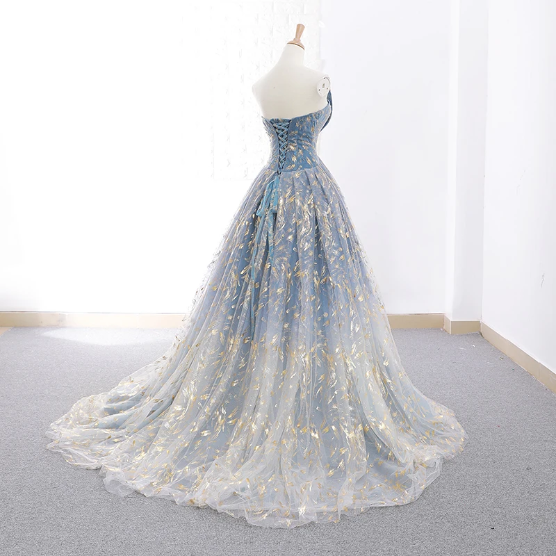 RSM66692 вечернее платье без бретелек длинное платье трапециевидной формы без рукавов светло-голубое сексуальное вечернее платье Дамская дешевая кисть цепь