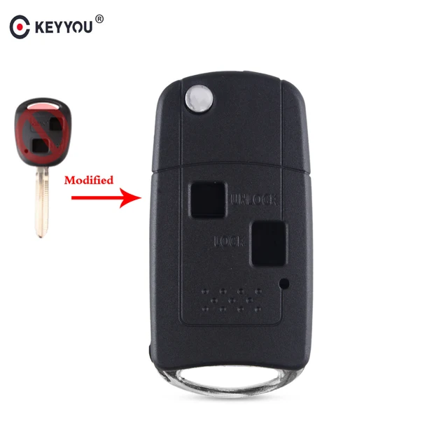 KEYYOU For TOYOTA Avalon Camry Corolla Echo Rav4 Car Key Case 2 Buttons Modified Flip Remote Control Key Shell Uncut Blade