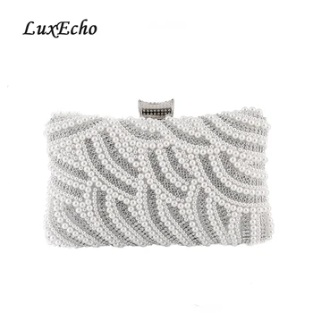

LuxEcho 2019 New European and American Dinner Bag Lady Hands Evening Dress Bag Bride Dinner Pearl Bag