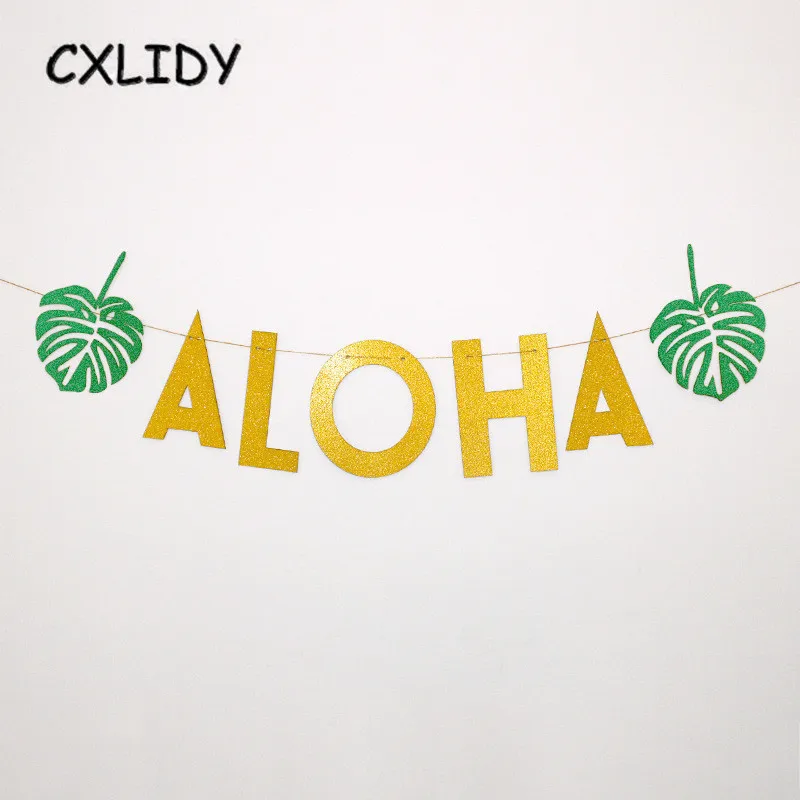 Hawaiian Party ALOHA Letter Turtle Leaf Banner Pineapple Balloon Flamingo Straw Honeycomb Ball Paper Lantern Decoration qq096 (44)