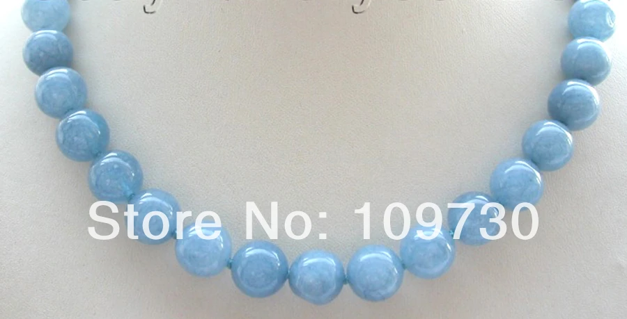 

Jewelry 002407 Genuine Natural 12mm Round Aquamarine Necklace