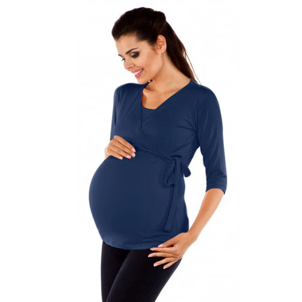 

4Colors Women Maternity Breastfeeding Clothes Solid Long Sleeve Nursing Top Casual Breastfeeding Pregnant T-Shirt Clothes