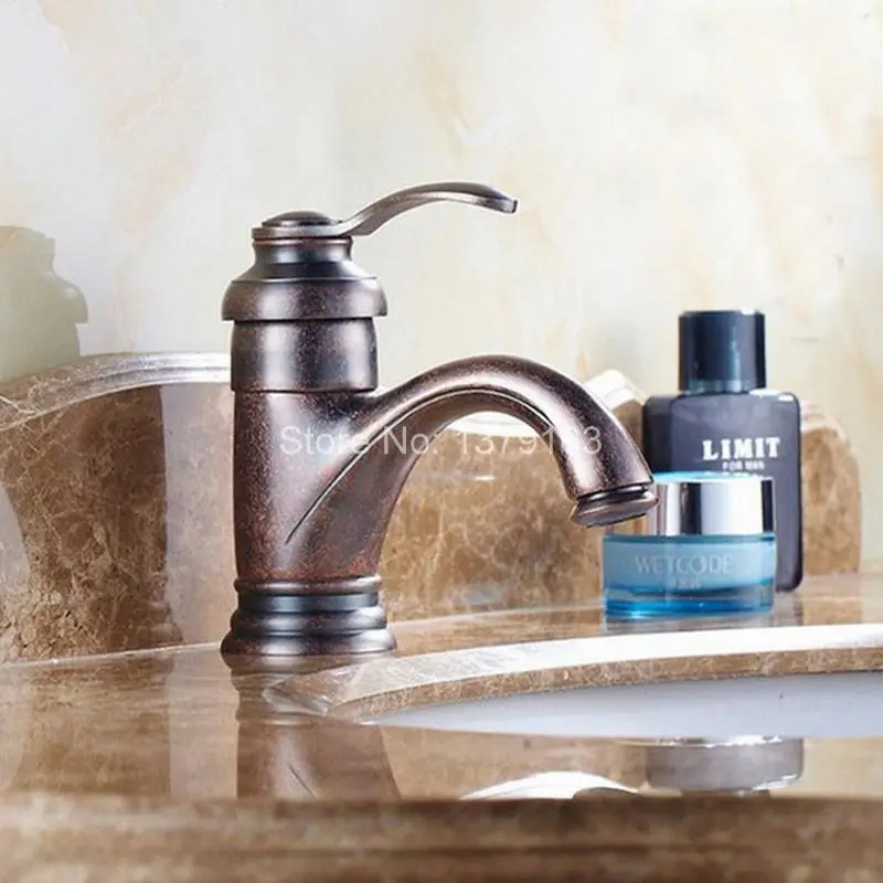 

Vintage Antique Rome Red Copper Brass Single Handle Lever Bathroom Faucet Sink Basin Mixer Tap ann016