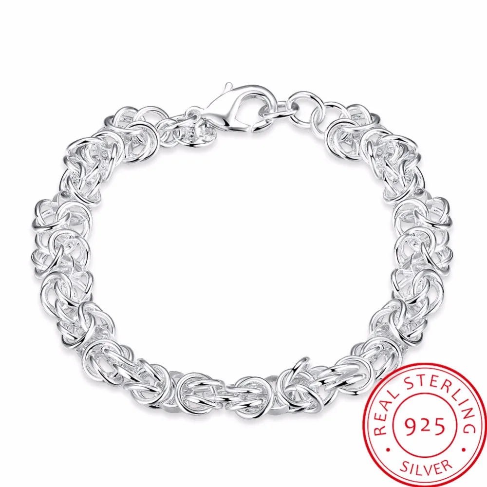 

LEKANI Men's 925 Sterling Silver Fine Jewelry 6mm Leading Shrimp Buckle 8 inchs 20cm bracelet bangle Pulseiras de Prata
