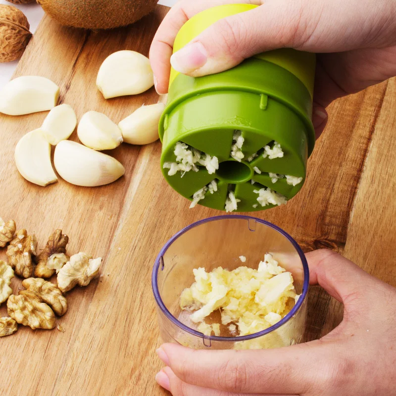 Hoomall Hand Garlic Press Plastic Garlic Onion Grinder Crusher With Storage Box Kitchen Tools