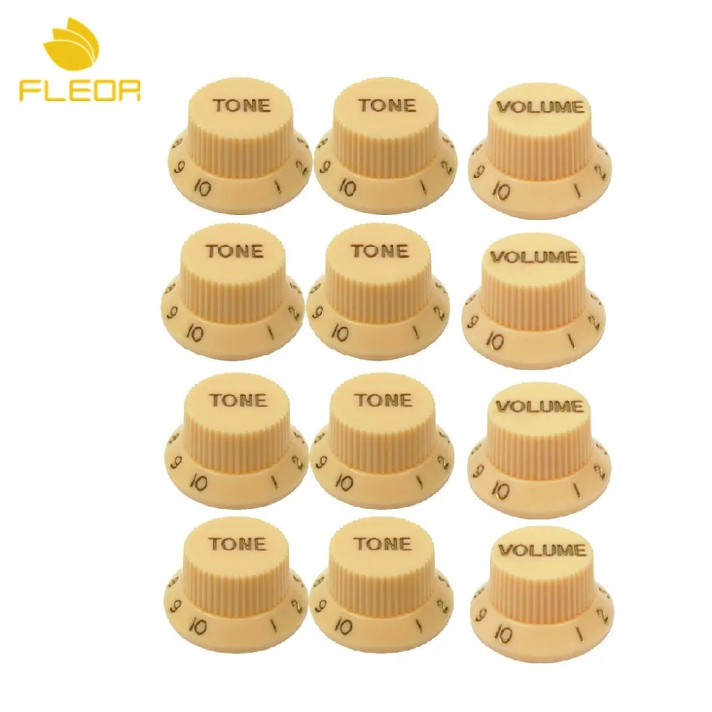 FLEOR 12pcs Yellow Tone Volume Control Knobs Guitar Speed Knobs 8T4V