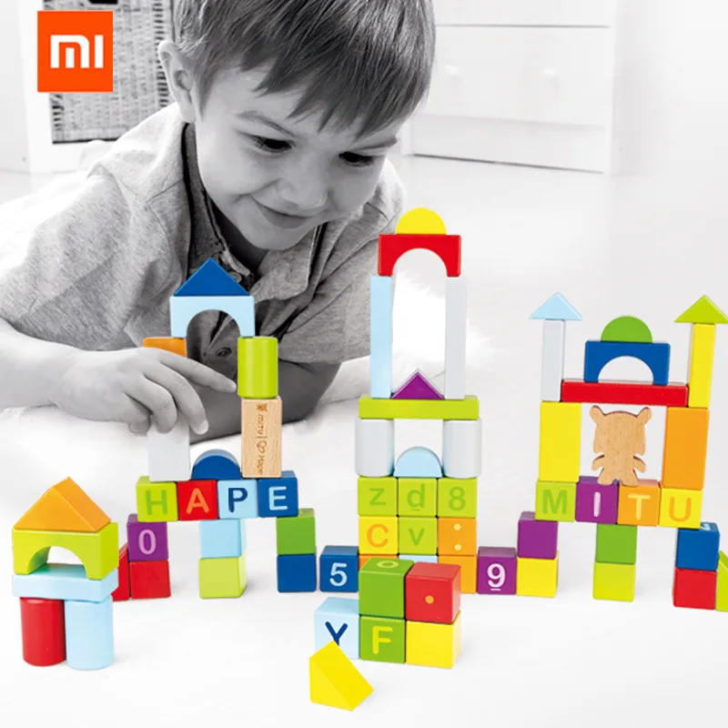 Xiaomi MITU Hape 70 шт. головоломка строительные Конструкторы для раннего образования детская игрушка 26 букв 10 цифр развивающие игрушки