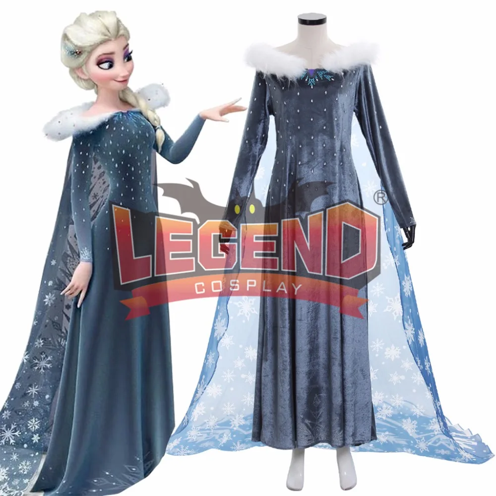 

Olaf's Adventure Princess Elsa Cosplay Costume adult women Christmas Winter Velvet Elsa Dress Queen cosplay