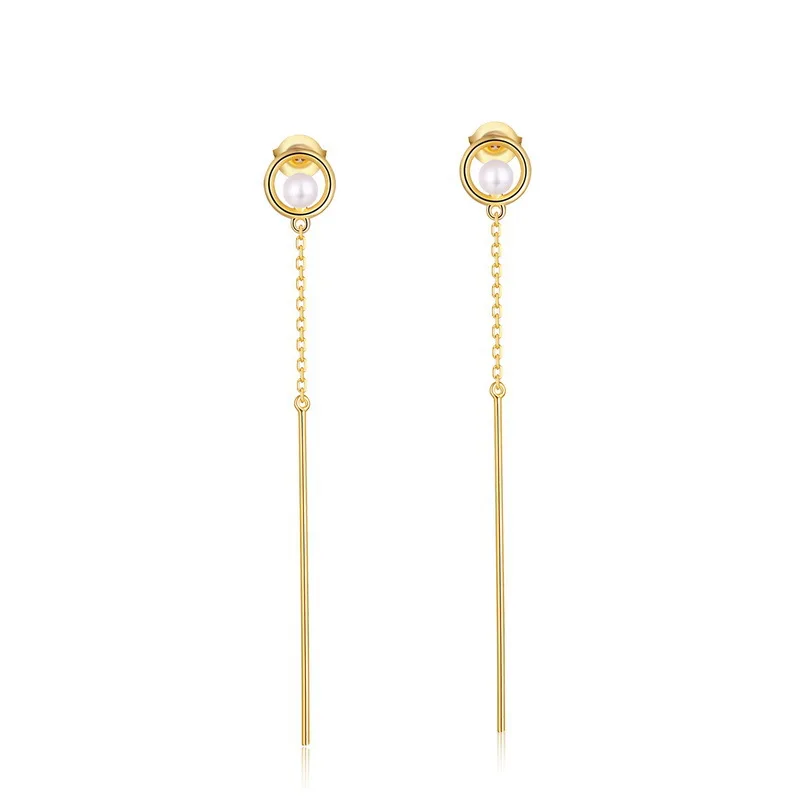 

925 Sterling Silver Freshwater Pearl Drop Earrings for Women Retro Exquisite Fashion Fine Jewelry As Gifts Party