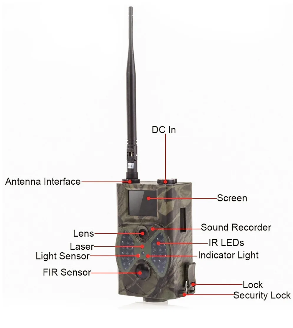 Full HD GSM GPRS MMS Ночное видение охоты Камера без вспышки с 100 градусов Широкий формат HC 300 м цифрового видео камера