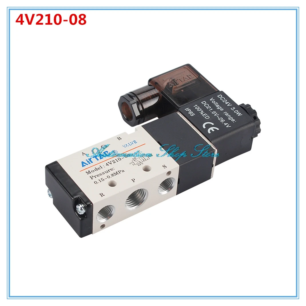 

5Way 2 Position Airtac Electric Solenoid Valve 4V210-08 1/4" Port Size DC12V,24V. AC110V,220V, Pneumatic parts air control valve