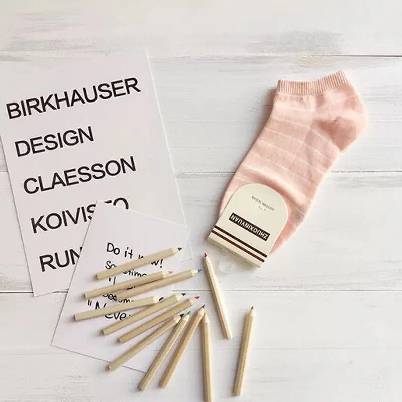 5/10 Pairs Of Socks Set Women Cotton Ankle Socks Girls Athletic Low-Cut Striped Short Socks