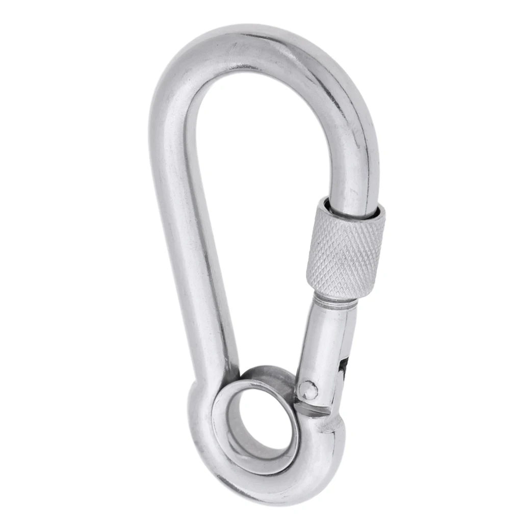 Outdoor Sports Safety Carabiner Clip Snap Hook Spring Loaded Stainless Steel Eyelet Camping Hiking Hardware Small Tools