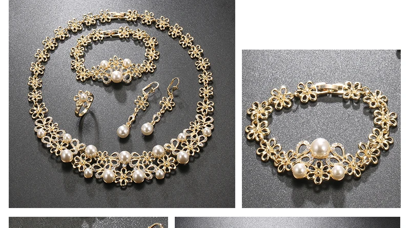BTSETS Dubai Wedding Jewelry Sets Plant Simulated Pearl Bridesmaid Jewelery Sets For Women Nigerian African Beads Jewelry Set (4)