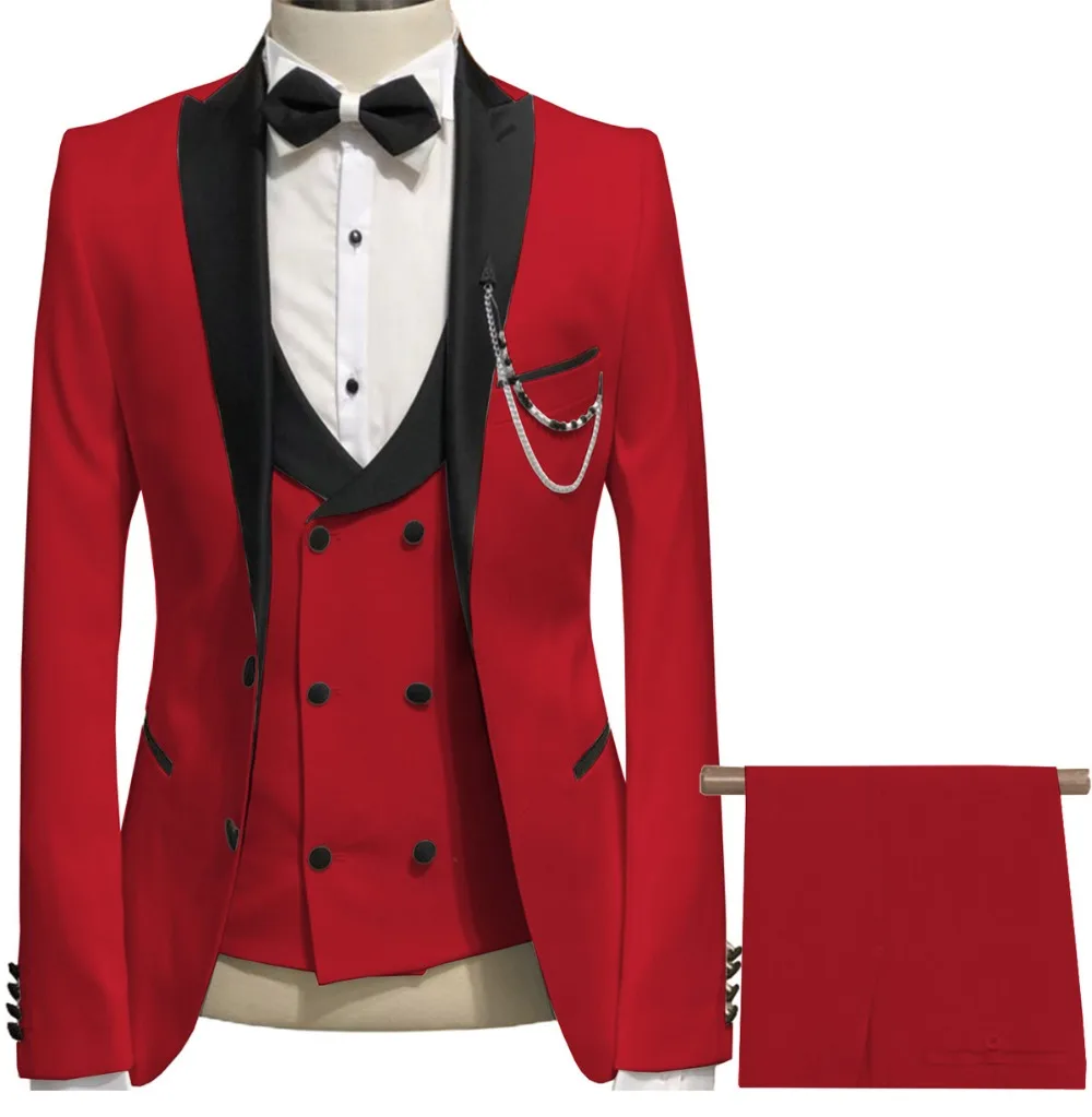 Костюм Homme Mariage, мужской костюм жениха, приталенный пиджак для жениха, свадебные костюмы для мужчин, пиджак-смокинг+ брюки+ жилет+ бант - Цвет: as picture