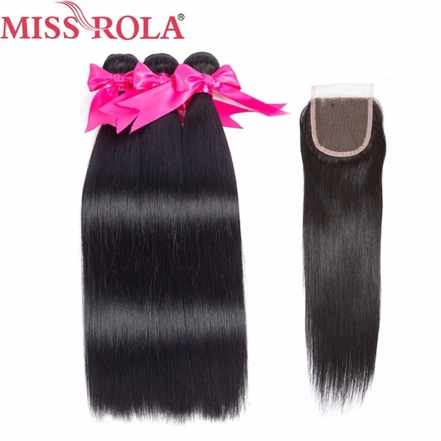 Special Price Miss Rola Hair Brazilian Straight Hair Weave Bundles With Closure Natural Color 100% Human Hair Extensions Non-Remy 8-26 inch Special Price Miss Rola Hair Brazilian Straight Hair Weave Bundles With Closure Natural Color 100% Human Hair Extensions Non-Remy 8-26 inch